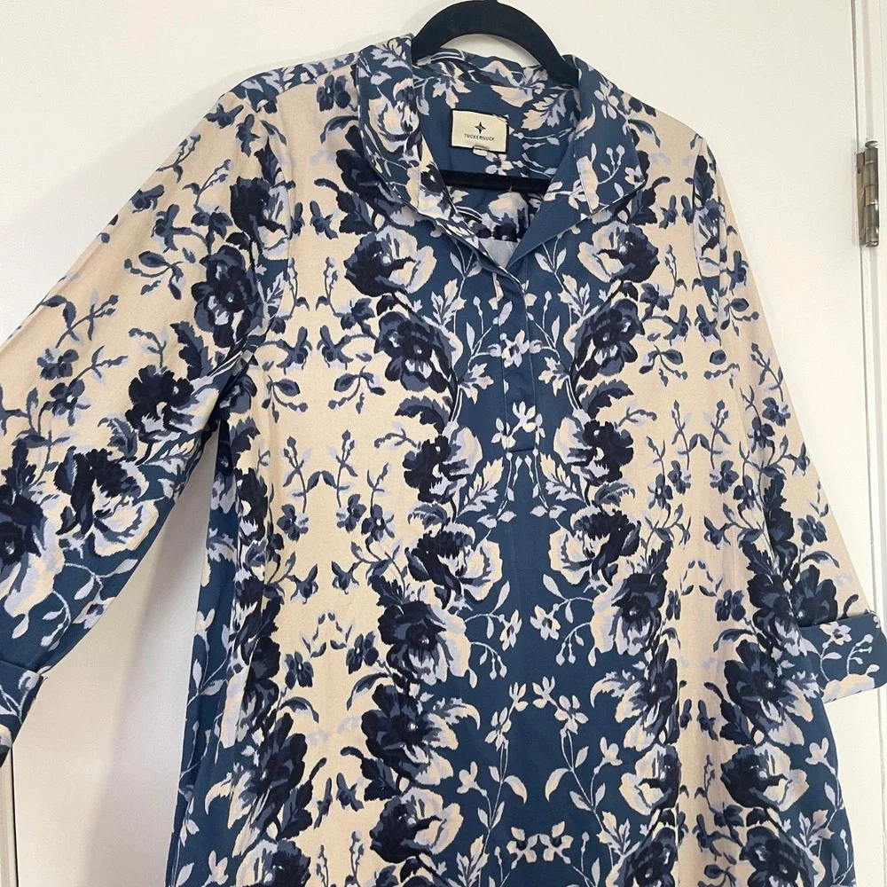 Tuckernuck NWOT Indigo Reflection Stretch Cotton Megan Dress Women's Size XL - Picture 5 of 11
